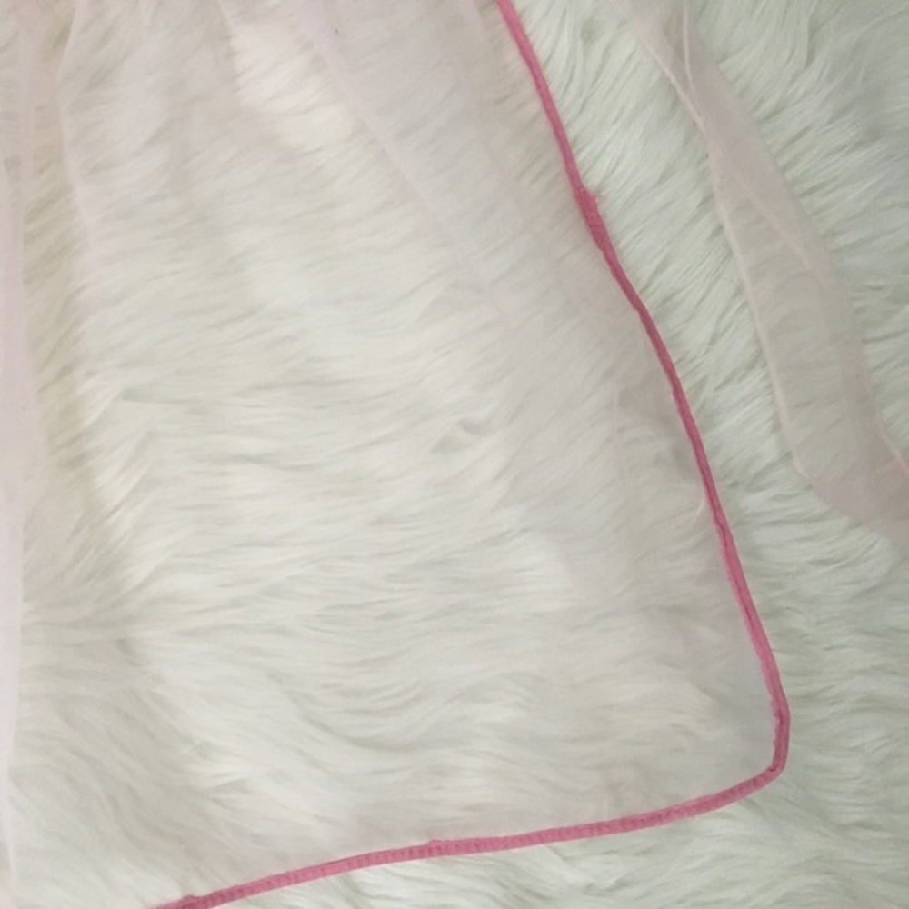 Vintage Pink Half Apron Sheer Chiffon Abstract Lace Tie Back Hostess - Picture 13 of 15